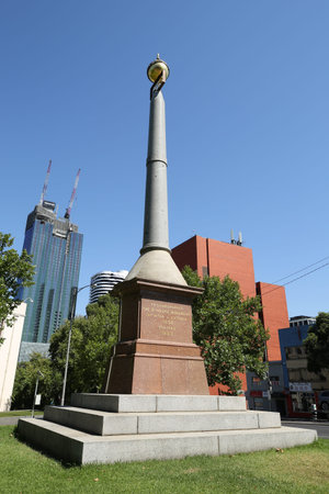 Eight Hour Day Monument in Melbourne, Australia. This monument, commemorates the institution of the eight-hour work day movement, which began in Australia in 1856 following  protests in Melbourneのeditorial素材