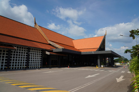 SIEM REAP, CAMBODIA - NOVEMBER 4, 2019: Siem Reap International Airport in Cambodia serves Siem Reap, a popular tourist destination due to nearby Angkor Watのeditorial素材