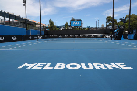 MELBOURNE, AUSTRALIA - JANUARY 27, 2019: Show court 10 at Australian tennis center in Melbourne Park during 2019 Australian Openのeditorial素材