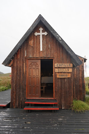 CAPE HORN, CHILE- FEBRUARY 3, 2020: The Chapel of Stella Maris on Cape Horn which is the...
