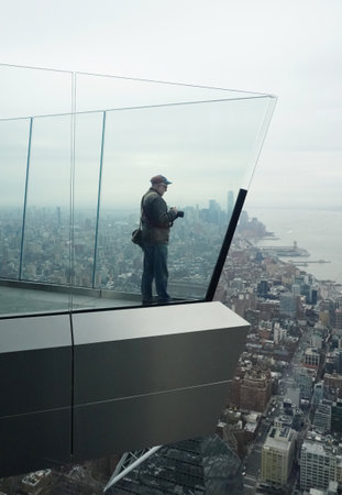 NEW YORK - MARCH 12, 2020: The Edge  observation deck opens at Hudson Yards in Manhattan, New York. It is the tallest  observation deck in the Western Hemisphere at 1,131 feet.のeditorial素材