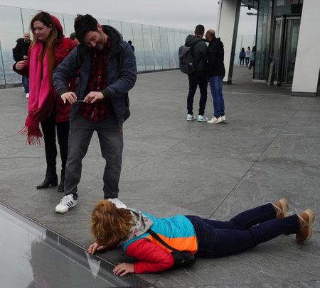 NEW YORK - MARCH 12, 2020: The Edge  observation deck opens at Hudson Yards in Manhattan, New York. It is the tallest  observation deck in the Western Hemisphere at 1,131 feet.のeditorial素材