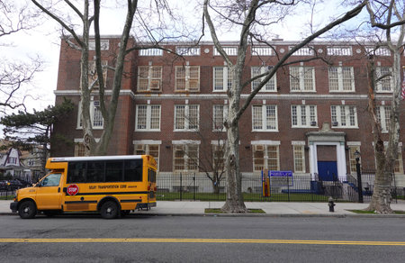 BROOKLYN, NEW YORK - MARCH 17, 2020: Elementary school PS 207 closed after New York City shut down...