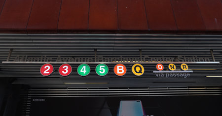 BROOKLYN, NEW YORK - JULY 13, 2019:  Atlantic Avenue - Barkley Center Subway Station in Brooklyn. Owned by the NYC Transit Authority, the subway system has 469 stations in operationのeditorial素材
