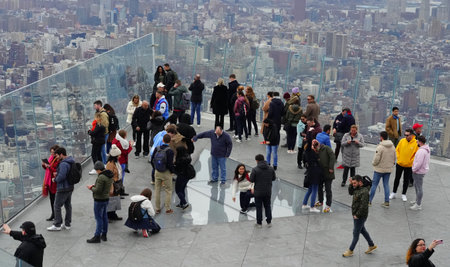 NEW YORK - MARCH 12, 2020: The Edge  observation deck opens at Hudson Yards in Manhattan, New York....