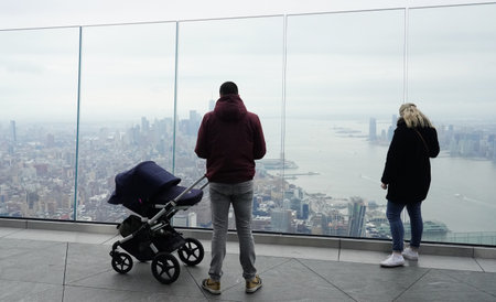 NEW YORK - MARCH 12, 2020: The Edge  observation deck opens at Hudson Yards in Manhattan, New York. It is the tallest  observation deck in the Western Hemisphere at 1,131 feet.のeditorial素材