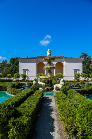 HAMILTON, NEW ZEALAND - FEBRUARY 10, 2019: Italian Renaissance Garden in Hamilton Gardens. Its one of the most popular visitor attraction in New Zealand attracting more than 1 million people and holding over 2,000 events each yearのeditorial素材