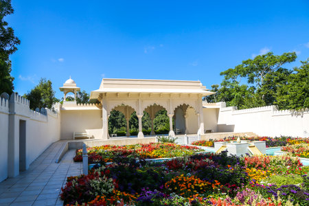 HAMILTON, NEW ZEALAND - FEBRUARY 10, 2019: Indian Char Bagh Garden in Hamilton Gardens. Its one of the most popular visitor attraction in New Zealand attracting more than 1 million people and holding over 2,000 events each yearのeditorial素材
