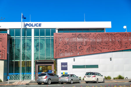 ROTORUA, NEW ZEALAND - FEBRUARY 2, 2019: Rotorua Police Station, Bay of Plenty District Headquartersのeditorial素材