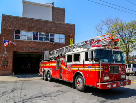 BROOKLYN, NEW YORK - MAY 2, 2015: FDNY Ladder Company 169 in Brooklyn, NY. FDNY is the largest...