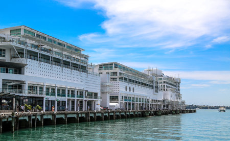 AUCKLAND, NEW ZEALAND - JANUARY 29, 2019: Hilton Auckland Hotel in Auckland Harbor.のeditorial素材