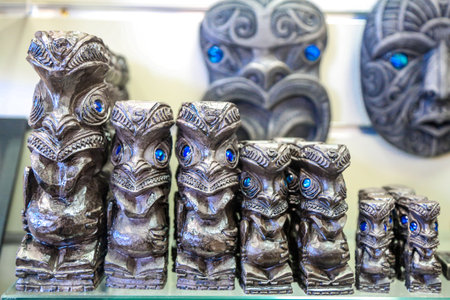 ROTORUA, NEW ZEALAND - FEBRUARY 3, 2019: Local souvenirs on display in Rotorua, New Zealandのeditorial素材