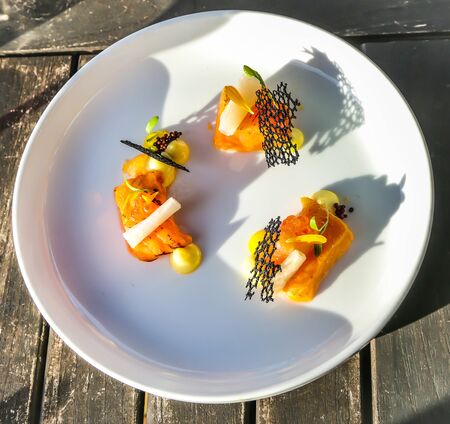 Seafood appetizer in gourmet restaurantの写真素材