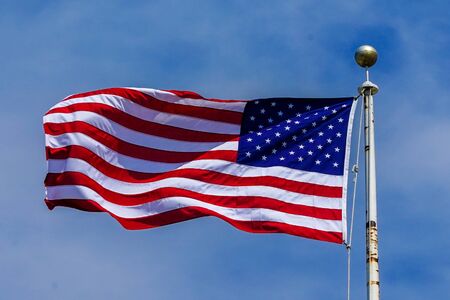 The American Flag in the windの写真素材