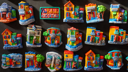 EL CALAFATE, ARGENTINA - FEBRUARY 8, 2020: Local souvenirs on display in El Calafate, Argentinian Patagoniaのeditorial素材