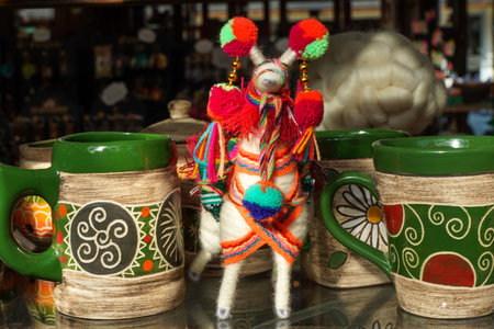 EL CALAFATE, ARGENTINA - FEBRUARY 8, 2020: Local souvenirs on display in El Calafate, Argentinian Patagoniaのeditorial素材