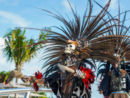 PLAYA MUJERES, MEXICO - JANUARY 2, 2020: Local folklore dancers perform at the Atelier Playa Mujeres Hotelのeditorial素材