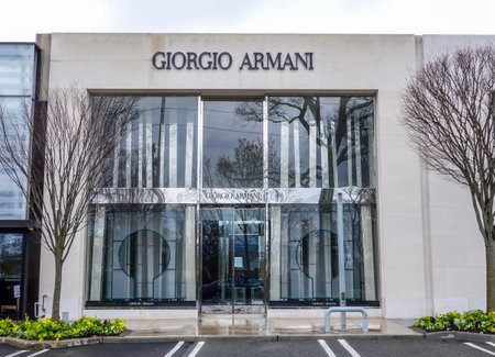 MANHASSET, NEW YORK - APRIL 18, 2020: Giorgio Armani store in Americana Manhasset. Americana Manhasset is an upscale, open-air shopping center located in  New York's suburbのeditorial素材