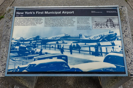 BROOKLYN, NEW YORK - APRIL 14, 2020: Sign at the Historic Floyd Bennett Field served as New York's first municipal airport in 1931-1941のeditorial素材