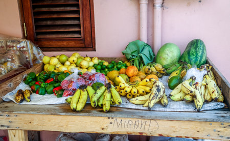 Fresh tropical fruits at the local market in Grenada