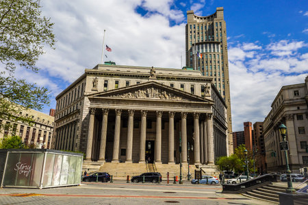 NEW YORK - MAY 4, 2020: New York Supreme Court on Foley Square in the Civic Center neighborhood of...