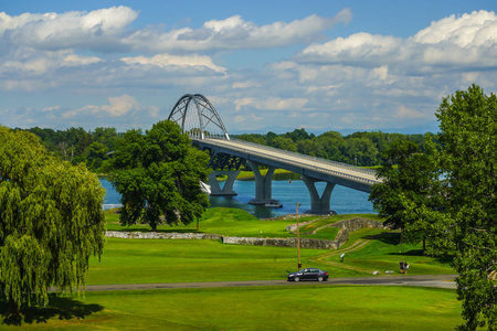 The Lake Champlain Bridge. It is a vehicular bridge traversing Lake Champlain between Crown Point,...