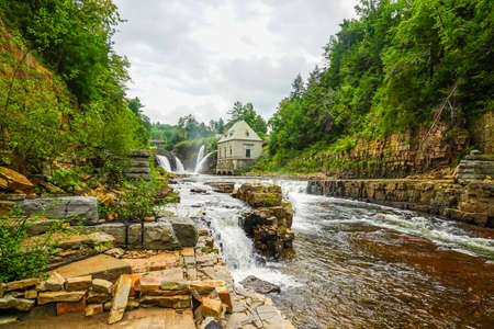 Rainbow Falls at Ausable Chasm in Upstate New York. The gorge is about two miles 3.2 km long and is a tourist attraction in the Adirondacks region of Upstate New Yorkのeditorial素材