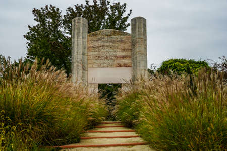 HAMILTON, NEW JERSEY - OCTOBER 11, 2020: Unique sculpture on permanent display. Grounds For Sculpture is an outdoor 42-acre park established in 1992 to promote  contemporary sculpturesのeditorial素材