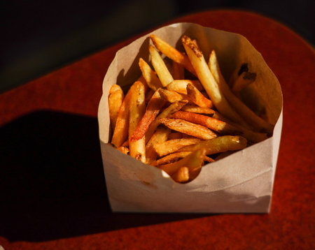 Golden French fries potatoes