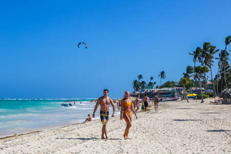 PUNTA CANA, DOMINICAN REPUBLIC - JANUARY 1, 2019:  Scene at the Bavaro Beach in Punta Cana, Dominican Republicのeditorial素材