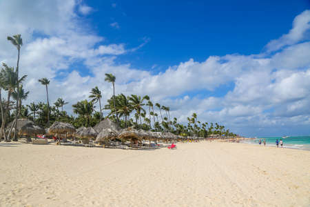 PUNTA CANA, DOMINICAN REPUBLIC - JANUARY 1, 2019:  Scene at the Bavaro Beach in Punta Cana, Dominican Republicのeditorial素材