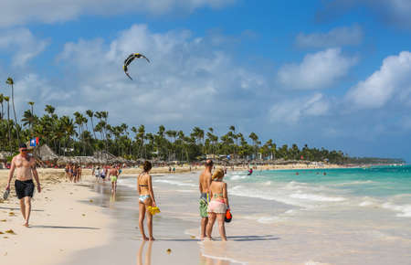 PUNTA CANA, DOMINICAN REPUBLIC - JANUARY 1, 2019:  Scene at the Bavaro Beach in Punta Cana, Dominican Republicのeditorial素材