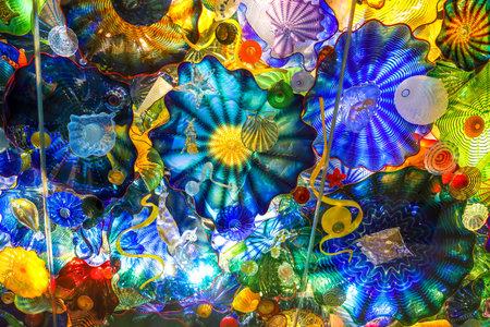 WEST PALM BEACH, FLORIDA - MARCH 28, 2019: Chihulys Persian Sea Life Ceiling (2003) at the Norton Museum of Art in West Palm Beach, Floridaのeditorial素材