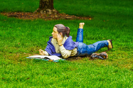 HAMILTON, NEW JERSEY - OCTOBER 11, 2020: Unique sculpture on permanent display. Grounds For Sculpture is an outdoor 42-acre park established in 1992 to promote  contemporary sculpturesのeditorial素材