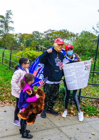 BROOKLYN, NEW YORK - OCTOBER 25, 2020: President Trump supporters participate at New York for Trump...