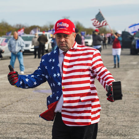 BROOKLYN, NEW YORK - NOVEMBER 1, 2020: President Trump supporters participate at National Trump Day...