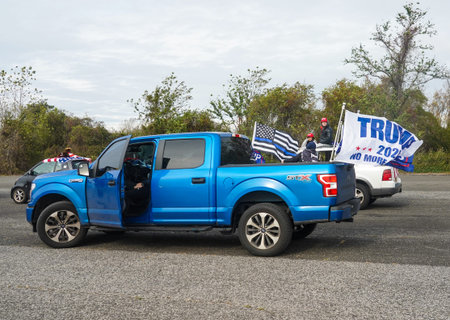 BROOKLYN, NEW YORK - NOVEMBER 1, 2020: President Trump supporters participate at National Trump Day...