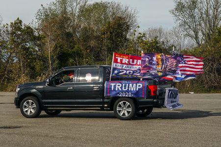 BROOKLYN, NEW YORK - NOVEMBER 1, 2020: President Trump supporters participate at National Trump Day...