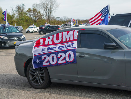 BROOKLYN, NEW YORK - NOVEMBER 1, 2020: President Trump supporters participate at National Trump Day...