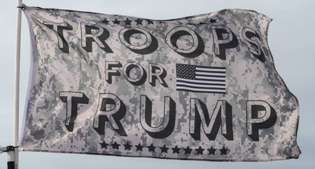 BROOKLYN, NEW YORK - NOVEMBER 1, 2020: Troops for Trump Flag in support of President Trump at...