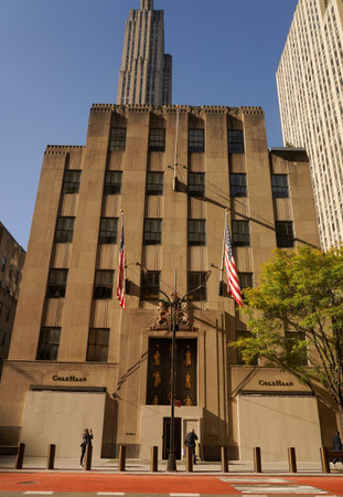 NEW YORK - NOVEMBER 5, 2020: Rockefeller Center boarded up in midtown Manhattan. Landmarks and...
