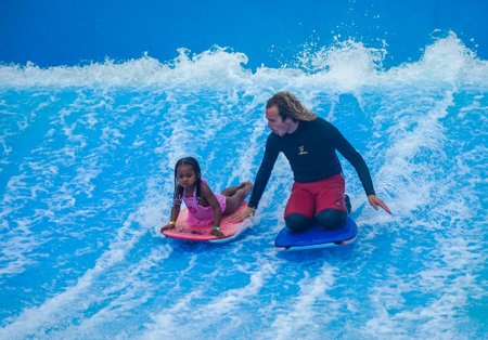 HOLLYWOOD BEACH, FLORIDA - DECEMBER 30, 2020: FlowRider at Margaritaville Hollywood Beach Resort