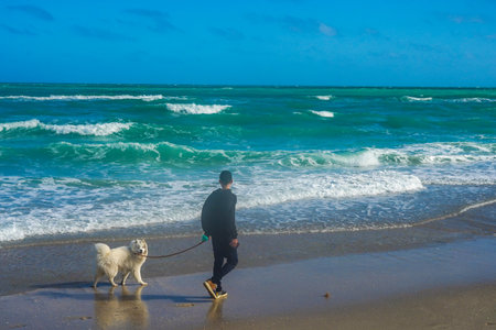 HALLANDALE BEACH, FLORIDA - JANUARY 1, 2021: Hallandale Beach in South Florida. Hallandale Beach is a city in Broward County, Floridaのeditorial素材