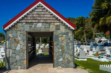 ST BARTS, FRENCH WEST INDIES - FEBRUARY 1, 2021: The Public Cemetery on the island of Saint Barthelemy, a French-speaking Caribbean island commonly known as St. Bartsのeditorial素材