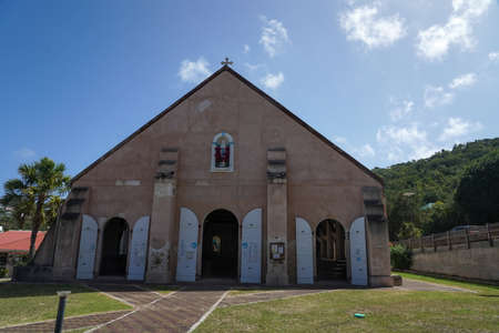 ST. BARTS, FRENCH WEST INDIES - FEBRUARY 4, 2021: The Church of Our Lady of the Assumption located on the island of Saint Barthelemy, in the district of Lorientのeditorial素材