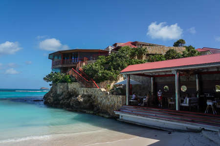 ST BARTS, FRENCH WEST INDIES - FEBRUARY 1, 2021: Famous Eden Rock Hotel on the island of Saint Barthelemy, a French-speaking Caribbean island commonly known as St. Bartsのeditorial素材