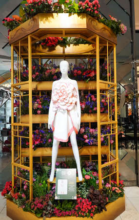 NEW YORK - MAY 2, 2021: Flower decoration during famous Macy's Annual Flower Show at the Macy's Herald Square in midtown Manhattanのeditorial素材