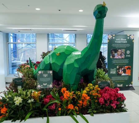 NEW YORK - MAY 2, 2021: Flower decoration during famous Macy's Annual Flower Show at the Macy's Herald Square in midtown Manhattanのeditorial素材