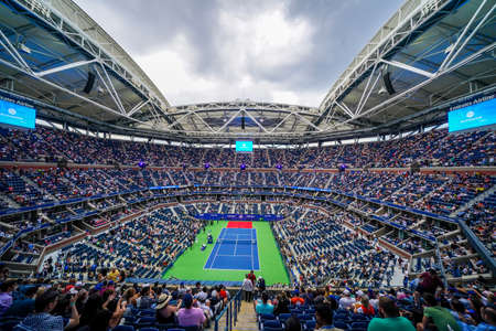 NEW YORK - SEPTEMBER 8, 2019: Arthur Ashe Stadium during 2019 US Open men's final match at Billie Jean King National Tennis Center in New Yorkのeditorial素材