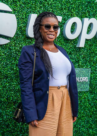 NEW YORK - SEPTEMBER 7, 2019: American actress Uzo Aduba on the blue carpet before 2019 US Open women's final match at National Tennis Center in New Yorkのeditorial素材